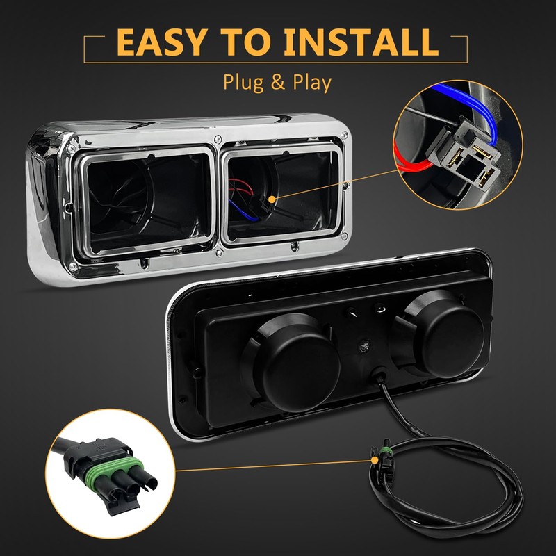 Headlight Housing Base with Chrome Dual Headlight Bezel Fit For
