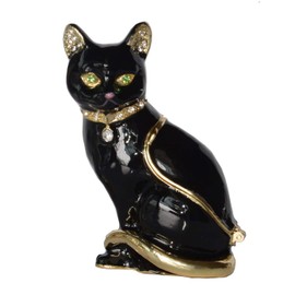 Minihouse Trinket Box Hinged Hand-Painted Enameled Kitty Figurine Collectible Jewelry Box Ring Holder, Unique Gift for Home Decor