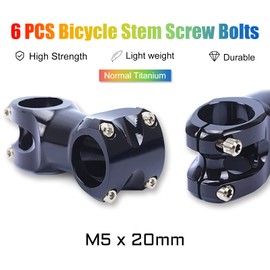 SPEEDWOX 6pcs Bicycle Stem Screw with Washers Set Titanium Alloy Bike Allen Hex Tapered Bolts Screw for MTB Road Bike Stem Parts,M5 x 20mm Normal Titanium