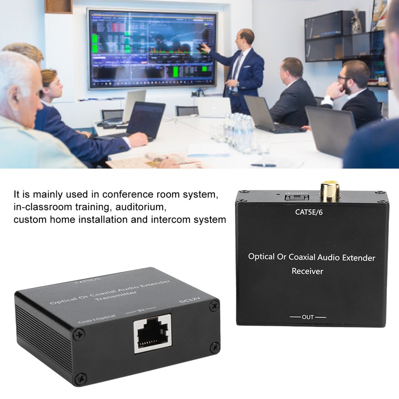 Digital Audio Extender Coaxial and Optical Fiber Converter for Cat5e/6