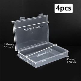 WYAN 4pcs Storage Boxes with Lids, Plastic Box, Stackable Boxes, Clear Really Useful Box, for Home, Office, School, Storage of Sundries, Stationery, Jewellery, Small Items, Small Parts