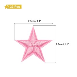 sourcing map 33 Pcs 5Star Patches Iron on Patches, Pink Sew Embroidered Patches Appliques Embellishments 1.1IN Repair Patch for DIY Garment Craft Backpack Clothes Gift Decorations