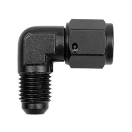 Mogankey 90 Degree 4AN Female to 4AN Male Flare Swivel Fitting Adapter Hose Bulkhead Fuel Fitting Forged Elbow Swivel Hose Connector Alumiunm Alloy Anodized Black