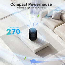 2 Pack Air Purifiers for Bedroom Home, True HEPA Filter for Smoke, Black