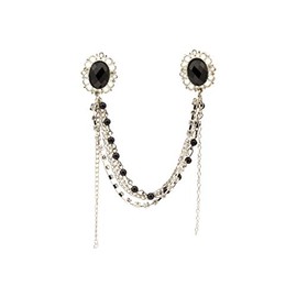 Knighthood Black and Silver Abstract Detailing Lapel Pin Badge Coat Suit Jacket Wedding Gift Party Shirt Collar Accessories Brooch