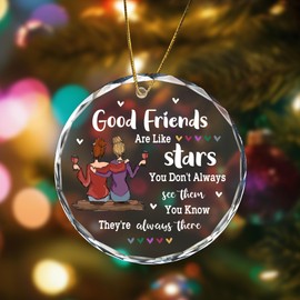 Friendship Christmas Ornament – Good Friends are Like Stars – BFF Gift for Women, Best Friend, Sister, Coworker – Cute Xmas Tree Decoration, Long Distance Friendship Gift (Glass-1)