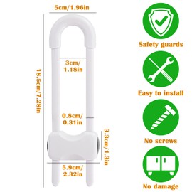 RUIJIE Child Lock for Cabinet, Pack of 4 Baby Cabinet Locks, Children's Safety Drawer Lock, U-Shaped Door Lock for Cupboards and Drawers, No Drilling or Tools