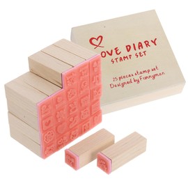 VILLCASE Wooden Mini Seal Stamps for Scrapbooking and DIY Crafts Versatile Red Letter Wood Seal for Photo Albums Diaries and Card Making Stamping Tool