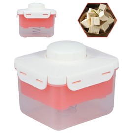 Tofu Press Adjustable Tofu Maker Clear Tofu Maker Press Mold BPA Free Tofu Maker Machine with Built-in Drainage Design Dishwasher Safe Make Firm Tofu without Crack for Tofu Vegan 15.5×13.5×13.5cm(red)