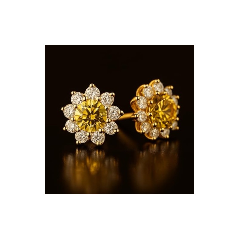 Aretes Flor de Moissanita para Mujer | Plata .925 Bañados