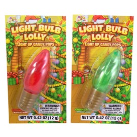 Christmas Candy Lighted Christmas Light Bulb Lolly Candy Pops Lollipops (2 Pack)