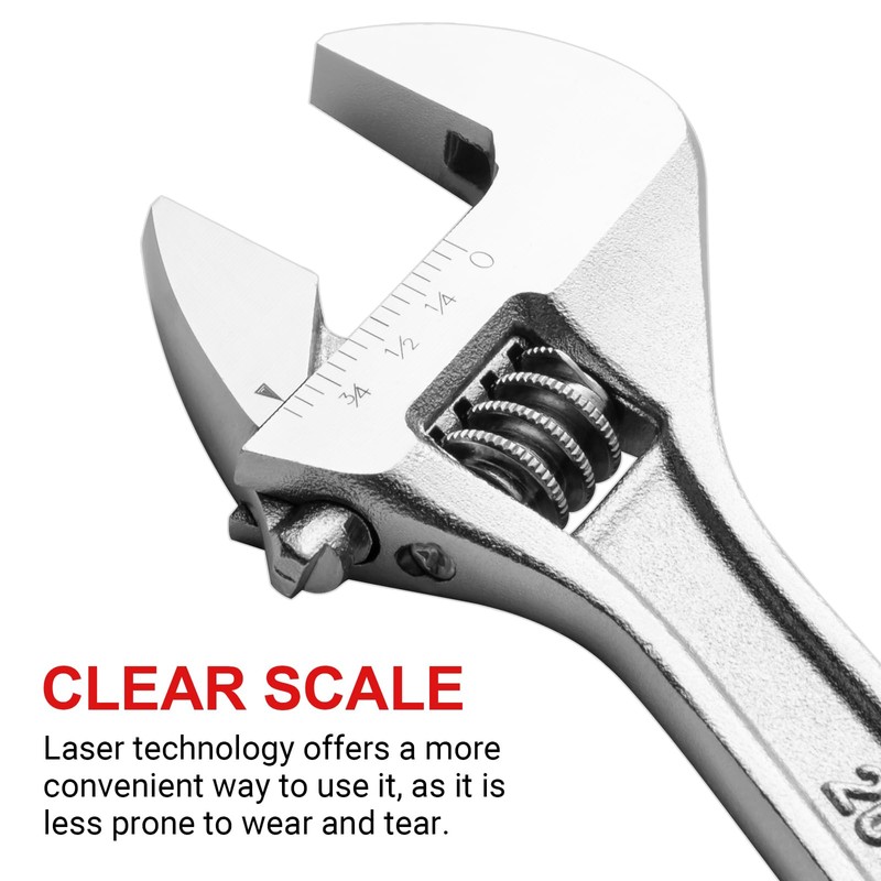 MAXPOWER Adjustable Wrench 8-inch Heavy Duty Spanner with Wide Caliber