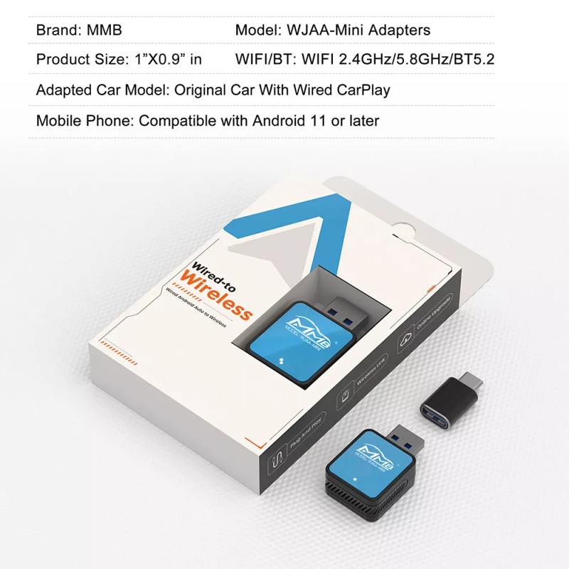 MMB Android Auto Wireless Adapter Mini Android Auto Dongle for