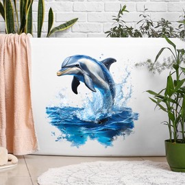 2 Sheets Dolphins Jumping Out of The Water Wall Decals Peel and Stick Sea Animal Wall Stickers Removable Waterproof Wall Decor for Classroom Nursery Bedroom Living Room Bathroom Decorations