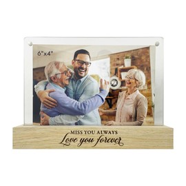 Miss You Always Memorial Photo Frame | Wooden Base, Fits 6x4 Photo, Magnetic Acrylic Sheets | Cherished Keepsake for Remembrance | 18.2 x 13.4 x 5cm