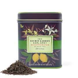 Premium Earl Grey Bergamot Decaf Tea Bags 50 Pack Designer Tin, Crafted in Sri Lanka, Naturally Decaffeinated Herbal Teabags Full Bodied Flavor, Keto. Bulk (50-Count)