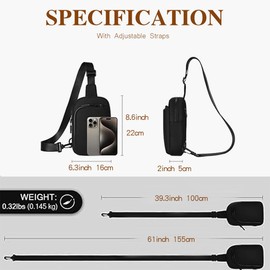 YiYunTE Sling Bag Women Men Chest Bag Waterproof Crossbody Bag Ladies Small Cross Body Bag Over Shoulder Bag Travel Across Body Bag Girls Crossover Bag Black Phone Bag Cross Over Bag Small Backpack