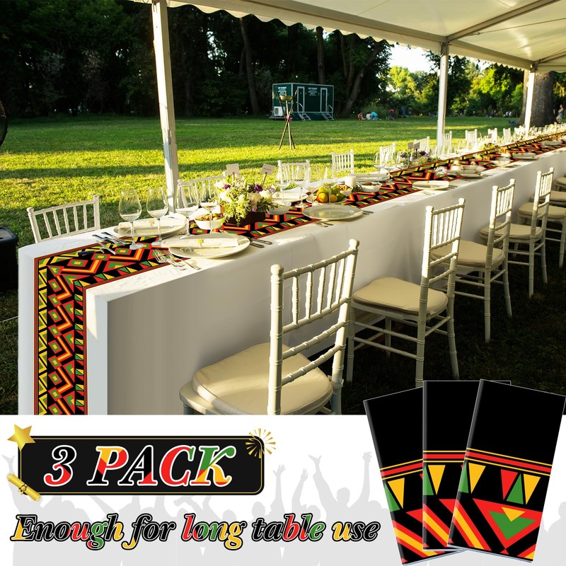 Kinlop 3 Pcs Black History Tablecloth 108 x 51 Inch