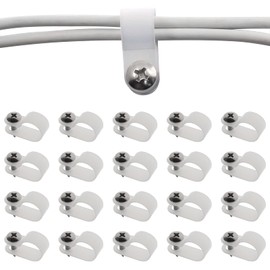 Bonsicoky 50Pcs 1/2 Inch Rope Light P-Style Clips with Screws, Cable Clip Wire Clamp Cable Organizer Cord Holder for Wire Management