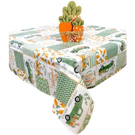 Easter Egg Vinyl Tablecloth: Colorful Decorated Eggs with a Flannel Backing (60 Round)