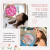 Marsui 12 Pcs Round Foldable Hand Fan Summer Flower Handheld