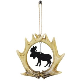 De Leon Collections Polyresin Faux Antler Black Moose Silhouette Decorative Hanging Ornament