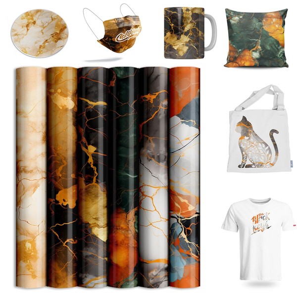 Sublimation Transfer Sheets for Heat Press Machine,Orange Gold Marble Sublimation