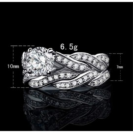LRGKMCWTOB 2-in-1 Womens 925 Solid Sterling Silver Matching Bridal Set Wedding Engagement Rings Clear Round Cubic Zirconia Engagement Promise Bridal Silver Band Fashion Cute (US 6)