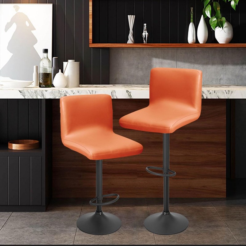 Bifaunvogel Waterproof PU Bar Stool Covers, Slipcovers, Counter Height, Orange,