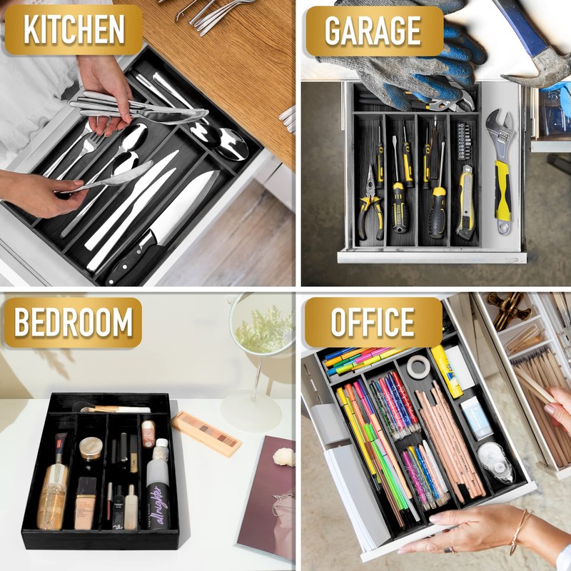 Conflech Silverware Organizer Bamboo Kitchen Drawer Organizer Utensil Organizer Silverware