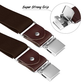 Buyless Fashion Suspenders for Men - 48" Elastic Adjustable Straps 1 1/4" - Y Shape - 5123-Brown