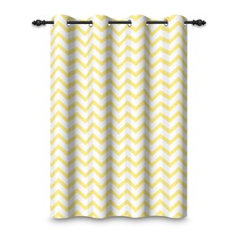 ggaimwf 53"x 69" Chevron Eyelet Curtain Yellow Stripes Geometric Arrow Lines Modern Blackout Insulated Thermal Grommet Window Drapes for Living Room Bedroom Dining Room Home Office,1 Single Panel