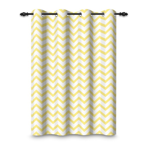 ggaimwf 53"x 69" Chevron Eyelet Curtain Yellow Stripes Geometric Arrow
