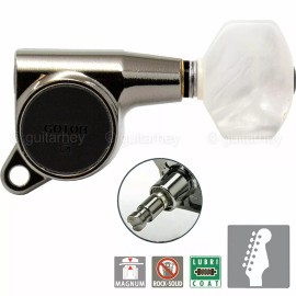 GOTOH NEW Gotoh SG381-P7 MG LOCKING 6 in line Tuners Set PEARLOID Buttons, COSMO BLACK