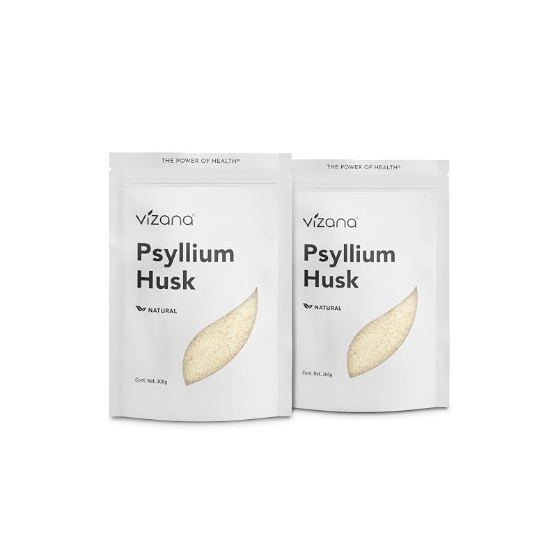 VIZANA NUTRITION | Psyllium Husk Natural, 600g Sin Azucar, Cáscara
