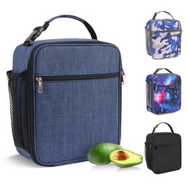 Minicoco Lunch Bag Insulated Lunch Bag Cooler Bag Portable Carrying Lunch Box Bag for Boys Girls Women Men to School Office Outdoor (Blue)