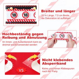 WenmthG Barrier Tape 30th Birthday Decoration 20 m Long Garland Decoration 30th Birthday Man Woman Traffic Sign for 30th Birthday Decoration - Traffic Sign 30 Years Anniversary