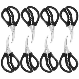 STRAYJO 8Pcs Seafood Scissors,Crab Scissors,Stainless Steel Lobster Scissors,Crawfish Scissors for Seafood Crab Fish Shrimp Lobster (Black)