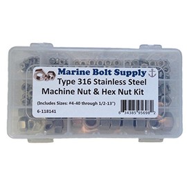 Type 316 Stainless Steel Hex Nut Assortment Kit Marine Bolt Supply 6-118141