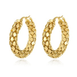 YeGieonr Chunky Gold Hoop Earrings for Women, Lightweight Stainless Steel Thick Hoops with 18K Real Gold Plated, Hypoallergenic Earrings Trendy Jewelry for Women Girls