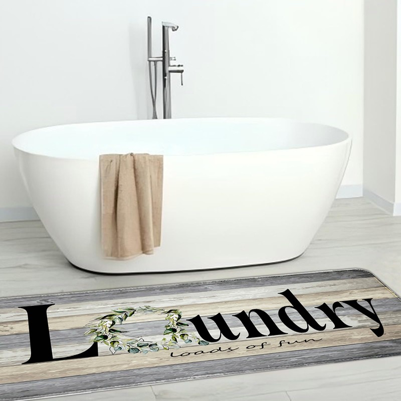 BAOMANYI BAOMANYI Laundry Room Rug Runner, Machine Washable Modern Solid