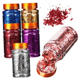 KONTONTY 30g Bottles Nail Art Foil Flakes Gold Foil for Nail Decorations Each Colors Easy to Use Glitter Flakes for Crafting and
