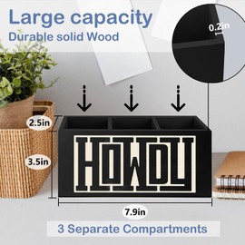 SNNDER Western Office Decor Pen Holder for Desk, Western Gifts for Women Men, Retro Howdy Western Wooden Pen Pencil Holder Organizer for Home Office Desk Accessories