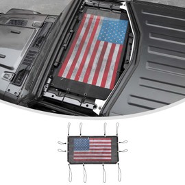 Linskip Overhead Protection Sun Shade Compatible with 2018-2024 Jeep Wrangler JL JLU 4XE & 2020-2024 Jeep Gladiator JT Freedom Mesh Screen Sunshade Bikini Top Cover for Wrangler Accessories(Flag)