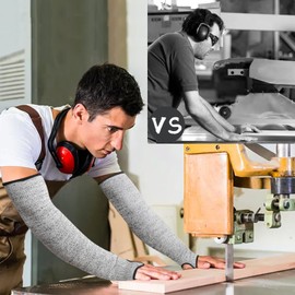 Newellsail Cut-resistant sleeves with thumb hole, class 5, safety protection, arm protection, prevent scratches, knitted sleeve protectors, 45 cm, 1 pair (grey), gray