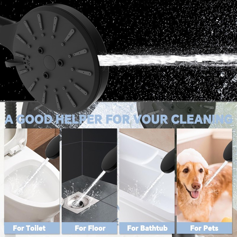 9 In Rain Shower Head with Handheld Wand, High Pressure