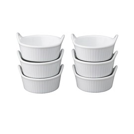 HIC Kitchen Mini Eared Ramekin Set, Fine Porcelain, 1-Ounce, Set of 6