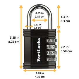 FortLocks Padlock - 4 Digit Combination Lock for Gym Outdoor & School Locker, Fence, Case & Shed – Heavy Duty Resettable Set Your Own Combo – Waterproof & Weatherproof (4 Pack - Black)