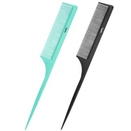 Rat Tail Comb Parting Comb：2Pcs Rat Tail Combs for Women，Fine Tooth Parting Tip Carbon Fiber Root Teasing Anti Static Tail Comb，Hair Combs for Styling（Green,Black ）