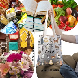 PWHAOO Cat Lover Gift Cat Theme Tote Bag Cat Mom Handbag Cat Owner Merch (Cat Theme T)